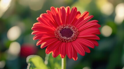 Obraz premium Red daisy garden growing. Generative AI