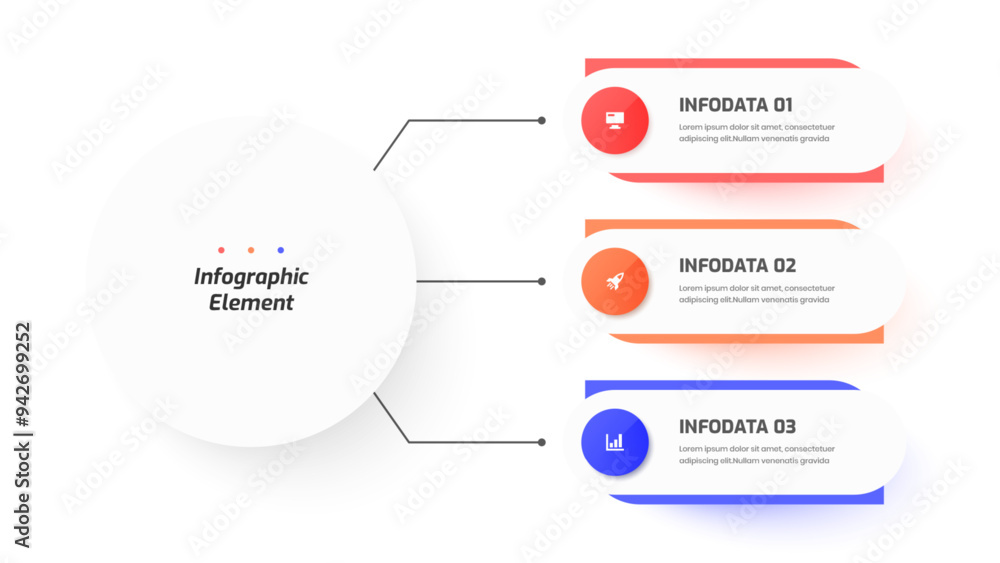 Poster business central circle infographic presentation with 3 circle label option and icon for workflow