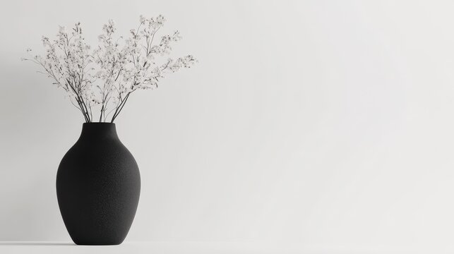 A vase filled with black sand, with no flowers, representing the futility of time