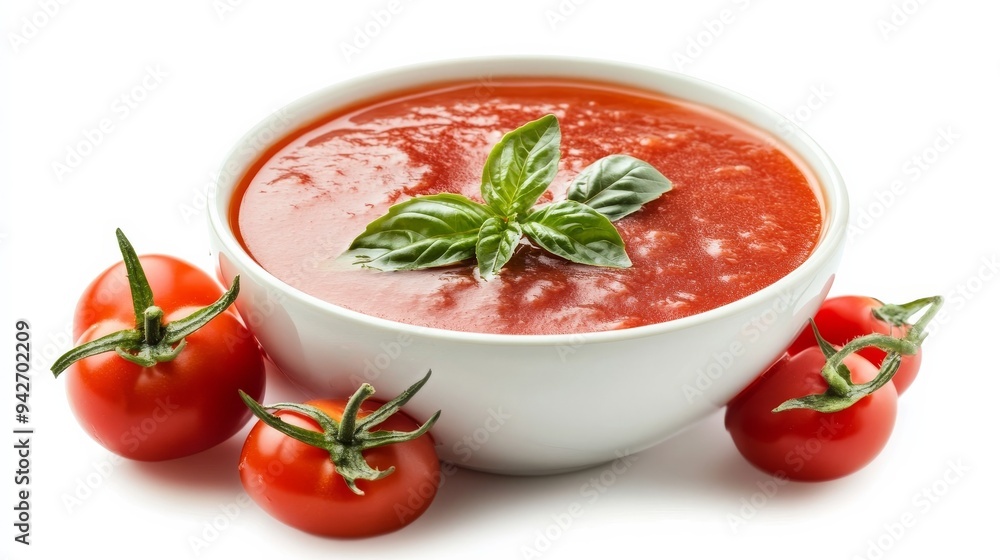 Wall mural Tomato sauce in isolated bowl.