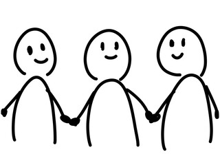 手をつないでいる人たちのゆるいイラスト