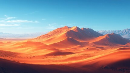 Naklejka premium Tranquil Desert Oasis: Endless Dunes under Clear Skies