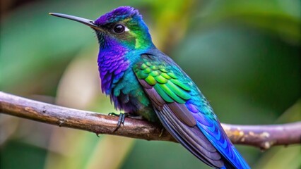 Fototapeta premium Vibrant Hummingbird Perched on a Branch
