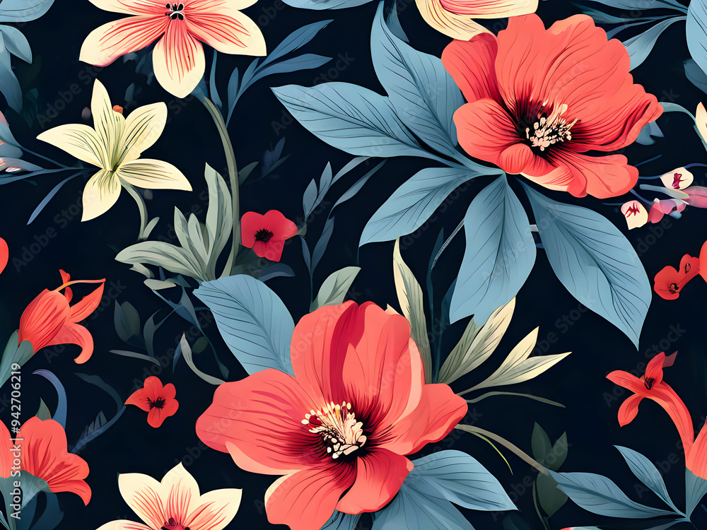 Wall mural a bright flower-patterned background generative ai