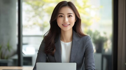 Asian business woman teaching online class