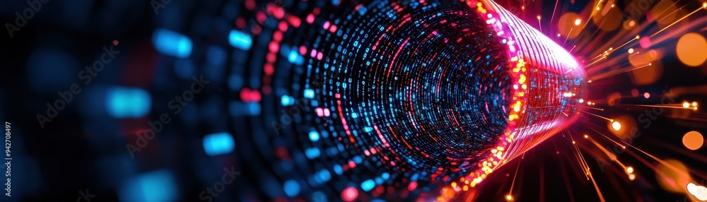 Aufkleber a vibrant abstract tunnel of lights and colors, showcasing a whirlwind of energy and motion in a dyn