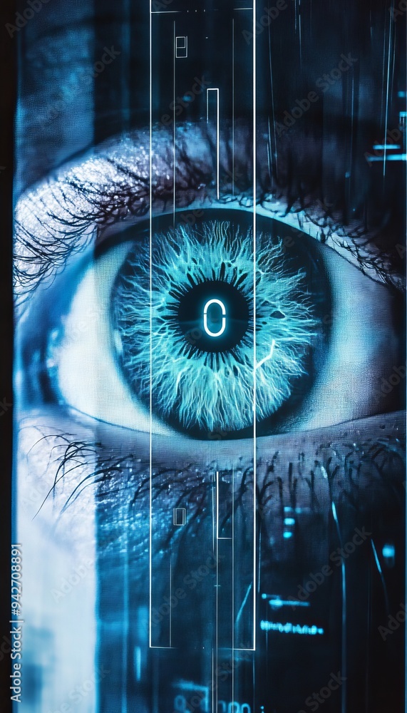 Poster eye print scan access control system at office entrance innovative ai generated technology