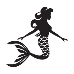 Mermaid girl silhouette design file for cut files.