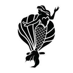 Mermaid girl silhouette design file for cut files.