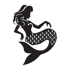 Mermaid girl silhouette design file for cut files.
