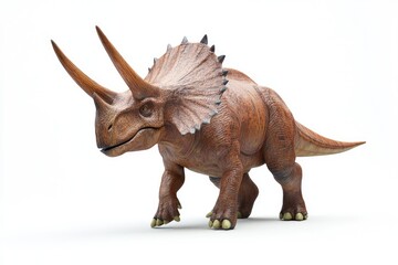 Obraz premium A Realistic Rendering of a Brown Triceratops Dinosaur