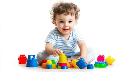 Obraz premium Tiny child plays with toys.