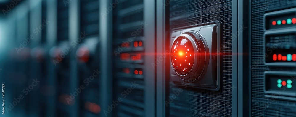 Aufkleber high-tech server room with monitoring system and security features, showcasing modern technology and