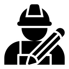 architect, professions, jobs, worker, engineer, project manager solid or glyph icon