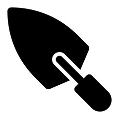trowel, tools, construction equipment, construction tools, brick trowel, cement trowel solid or glyph icon