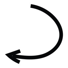 hand drawn black arrow in thin line stroke isolated on white background