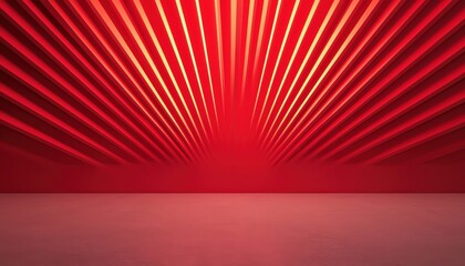 Abstract red background with symmetrical lines creating a dynamic pattern. Bold and vibrant visual for modern and futuristic designs.