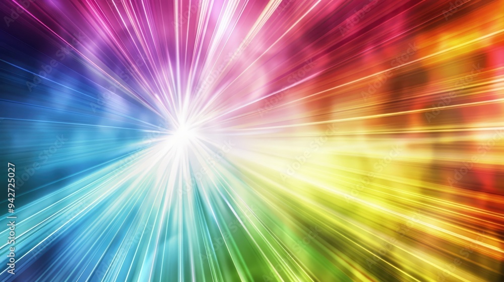 Poster colorful light rays burst forth in an energetic display, creating a lively atmosphere filled with ir
