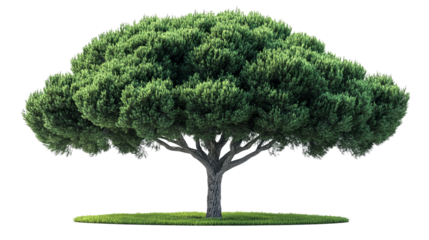 A Majestic Tree Standing Tall, Exuding Life and Serenity Against a Contrasting Black Background That Enhances Its Rich Green Foliage