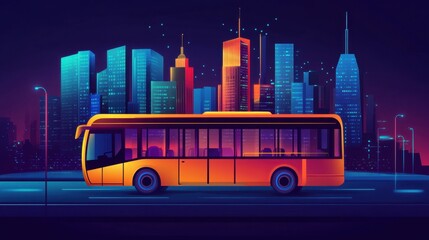 Buses in the urban night