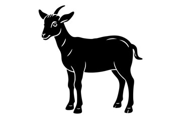 Goat Silhouette Vector Illustration, liner art animal with white background