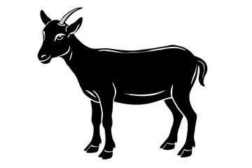 Goat Silhouette Vector Illustration, liner art animal with white background