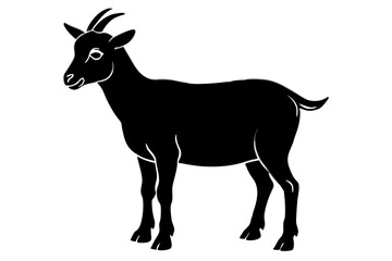 Goat Silhouette Vector Illustration, liner art animal with white background