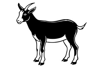 Goat Silhouette Vector Illustration, liner art animal with white background