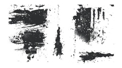 Fototapeta premium Grunge overlay textures with dust grain isolated on white background., Paintbrush collection. Grunge elements, Brush stroke, ink paint brush, grunge lines. 
