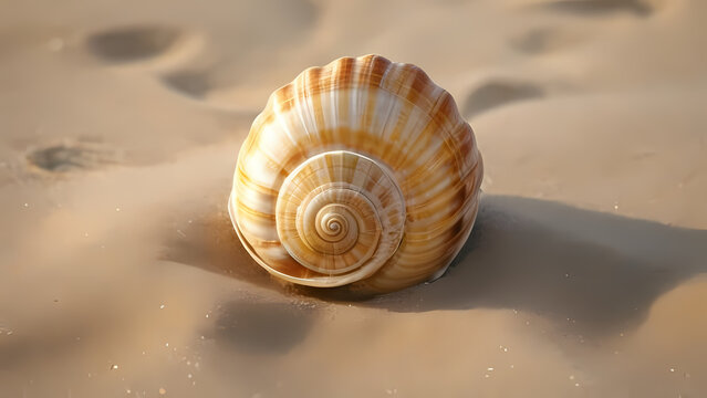 Realistic illustration of shells on the beach sand