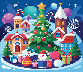 Christmas greeting card with Santa Claus vector