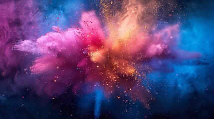 Naklejka premium Explosion splash of colorful powder with freeze isolate