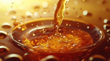 The golden liquid poured down
