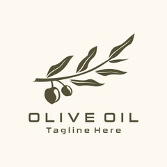 Olive oil branch logo template, olive logo illustration. Vector illustration