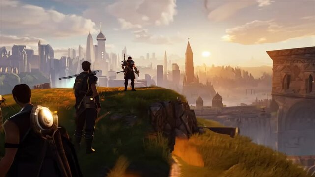 RPG MMO video game character guild on quest Generative AI