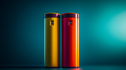 variety of colorful rechargable battery accumulators, portable power supply concept