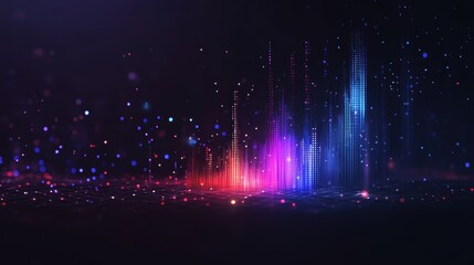 A heatmap graph features pixelated axis lines and a gradient color distribution, reflecting a tech-inspired design. 