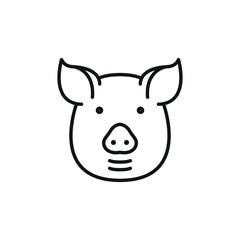 Pig icon. A stylized silhouette of a pig head, associated with farm life and meat production. This icon is widely used to represent agriculture, butchery, and rural economies. Vector illustration