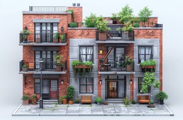 3D isometric model of an apartment