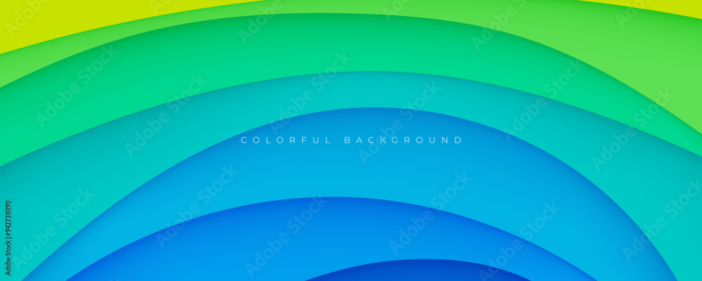 Poster colorful abstract lines shape on layers background blue and green gradient design vector