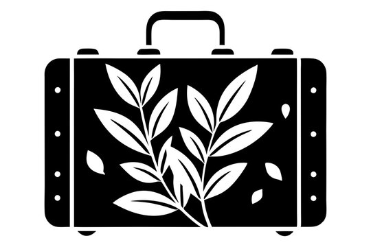 recommend clip art: Suitcase Silhouette with Leaves, Vector Illustration, Travel Nature Design, Clipart