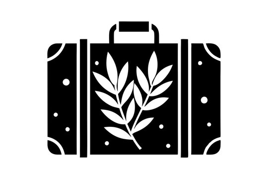 recommend clip art: Suitcase Silhouette with Leaves, Vector Illustration, Travel Nature Design, Clipart