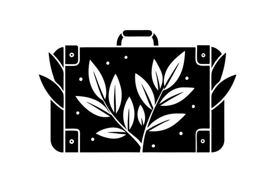 recommend clip art: Suitcase Silhouette with Leaves, Vector Illustration, Travel Nature Design, Clipart
