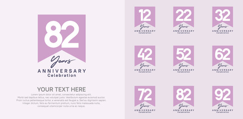 anniversary logotype set, purple and black color can be use for celebration