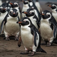 Obraz premium penguins on the beach