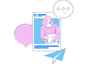 Virtual characters social communication concept business flat vector hand drawn illustration
