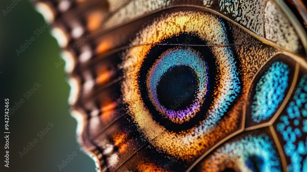 Poster Close-up of a Butterfly Wing with Vivid Colors and Patterns