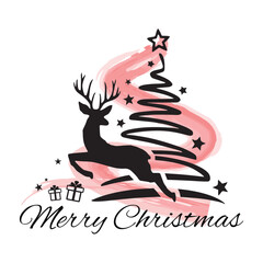 Merry Christmas vector illustration, Christmas t-shirt design, Merry Christmas line drawings