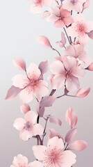 Fototapeta premium Elegant Watercolor Floral Artistry: Luxurious Botanical Elements for Sophisticated Design. Abstract Anime-Inspired Flowers and Foliage in Pastel Hues. Versatile Decorative Illustration for Invitations