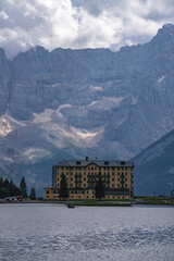 Mountain landscape at Lake Misurina, Dolomites, Italy.